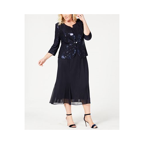 Alex Evenings Plus Size Sequined Chiffon Dress and Jacket