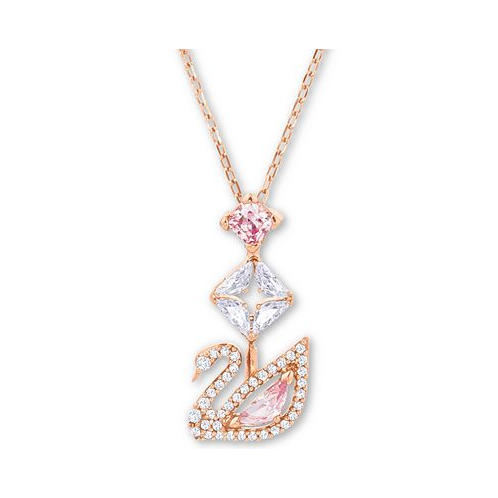 Swarovski Rose Gold-Tone Crystal Iconic Swan Pendant Necklace 14-7/8 + 2 extender