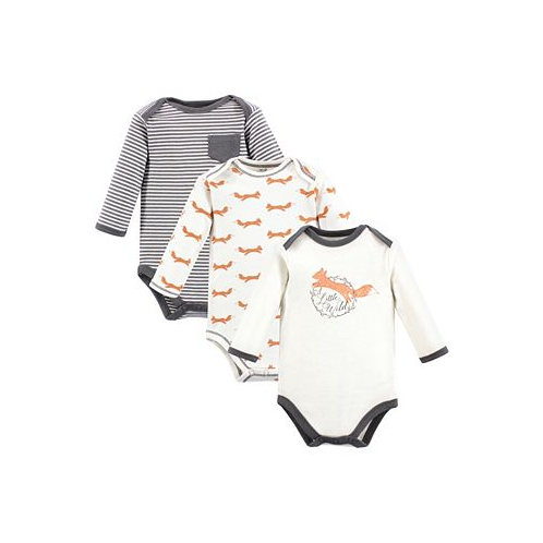 Touched by Nature Baby Boys Baby Organic Cotton Long-Sleeve Bodysuits 3pk Fox