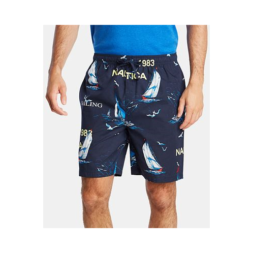 Nautica Mens Cotton Sailboat-Print Pajama Shorts