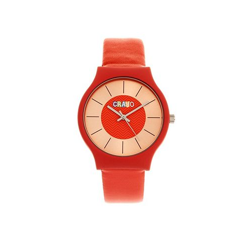 Crayo Unisex Trinity Red Leatherette Strap Watch 36mm