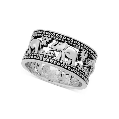 Essentials And Now This Elephant Band Ring in Silver-Plate