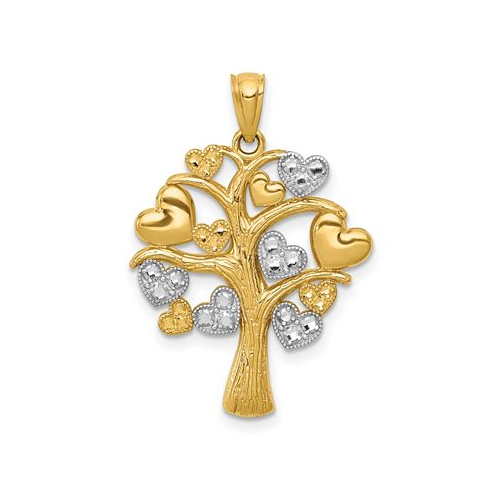 Macys Family Tree with Hearts Pendant in 14k Gold over Rhodium