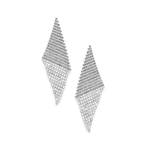 I.N.C. International Concepts Silver-Tone Pave Triangular Mesh Statement Earrings
