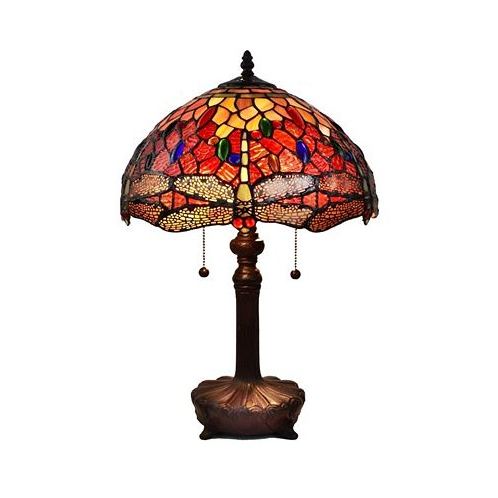 Amora Lighting Tiffany Style 2-Light Dragonfly Table Lamp
