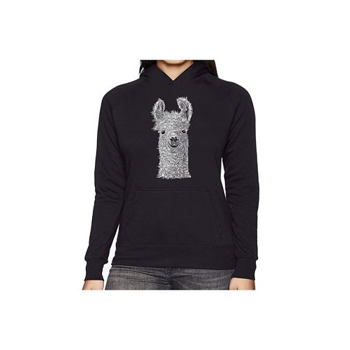 LA Pop Art Womens Word Art Hooded Sweatshirt -Llama