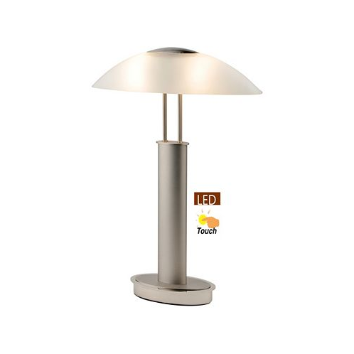 Artiva USA 2 Tone Satin Nickel LED Touch Table Lamp with Oval Canoe and Frosted Glass Shade