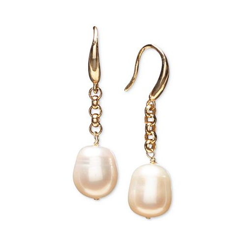 Macys Cultured Freshwater Pearl (9-1/2mm) Link Drop Earrings in 18k Gold-Plated Sterling Silver