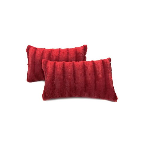 Cheer Collection Faux Fur Decorative Pillow Set of 2 12 x 20