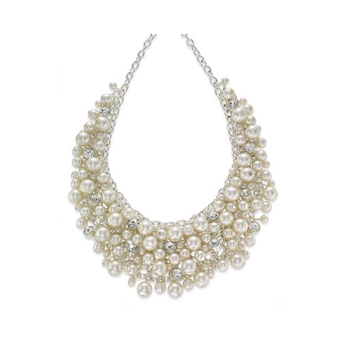 Charter Club 16 Glass Pearl Cluster Bib Necklace