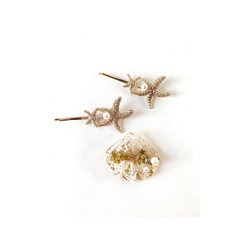 Soho Style Mermaid Starfish and Seashell Hair Clip Three-Piece Set