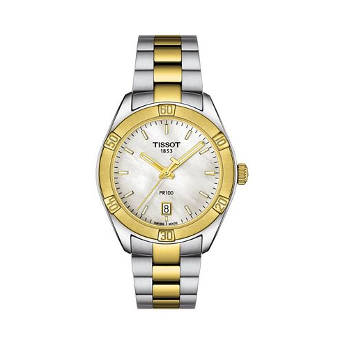 Tissot Womens Swiss PR 100 Sport Chic T-Classic Two-Tone Stainless Steel Bracelet Watch 36mm