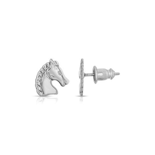 2028 Silver-Tone Horse Stud Earrings
