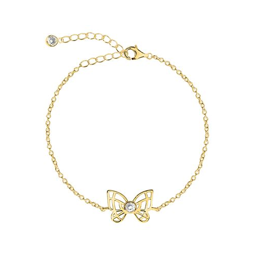 Rhona Sutton BODIFINE Cubic Zirconia Butterfly 10K Gold-Tone Sterling Silver-Tone Anklet