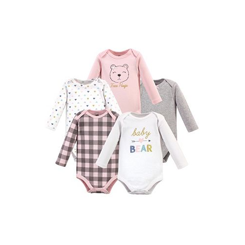 Hudson Baby Baby Girls Cotton Long-Sleeve Bodysuits 5pk Baby Bear