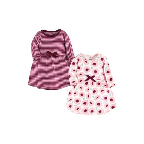 Touched by Nature Toddler Girls ganic Cotton Long-Sleeve Dresses 2pk Blush Blossom