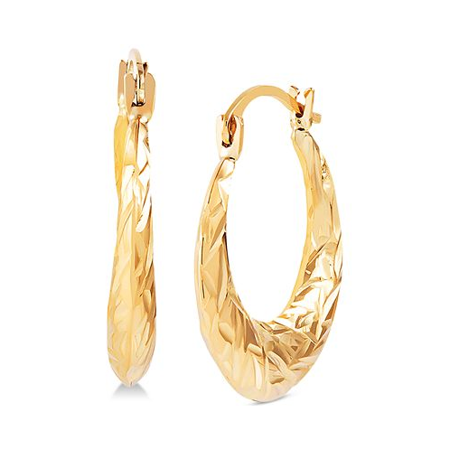 Macys Small Textured Hoop Earrings in 14k Gold