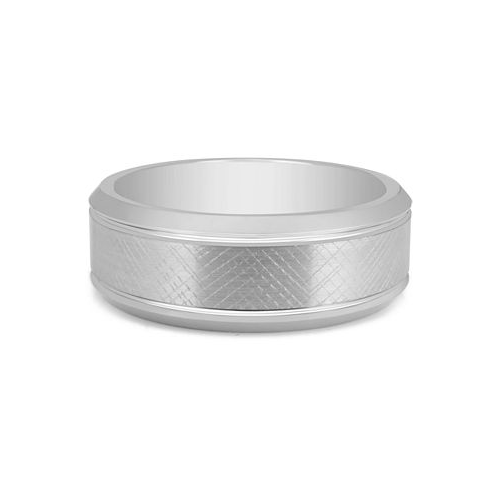 Macys Mens Textured Bevel Band in White Ion-Plated Tantalum