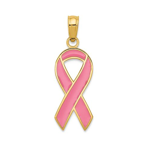 Macys Pink Enamel Awareness Charm Pendant in 14k Gold