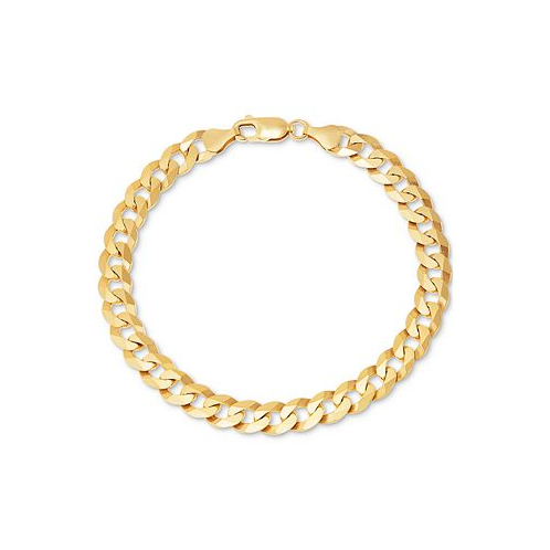 Macys Mens Curb Link Chain Bracelet in 18k Gold-Plated Sterling Silver or Sterling Silver