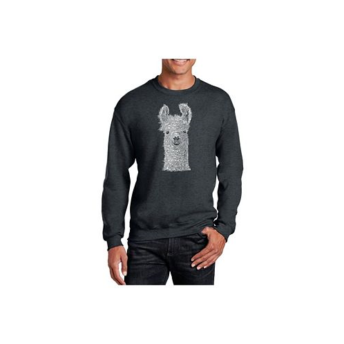 LA Pop Art Mens Word Art Llama Crewneck Sweatshirt