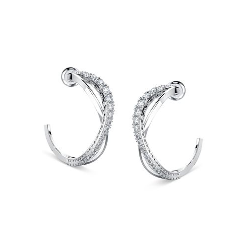 Swarovski Silver-Tone Small Crystal Intertwined Open Hoop Earrings 1