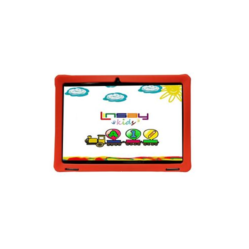LINSAY New 10.1 Funny Kids Tablet Octa Core 128GB with Red Kids Defender Case Newest Android 13