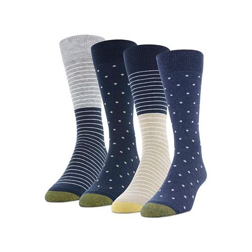 Gold Toe Mens 4-Pack Casual Dot Stripe Crew Socks