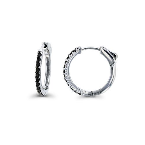 Macys Black Spinel Hoop Earrings in Sterling Silver