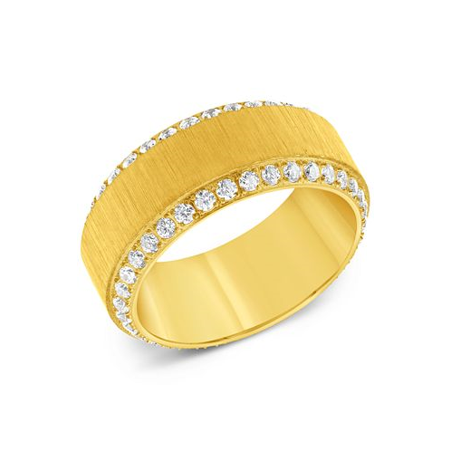 Blackjack Mens Cubic Zirconia Textured Band in Yellow Ion-Plated Stainless Steel