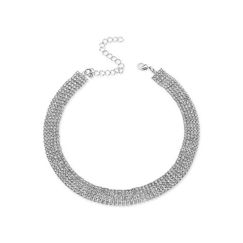 I.N.C. International Concepts Silver-Tone Rhinestone Wide Choker Necklace 13 + 3 extender