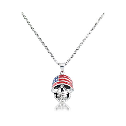 Andrew Charles by Andy Hilfiger Mens Skull 24 Pendant Necklace in Stainless Steel