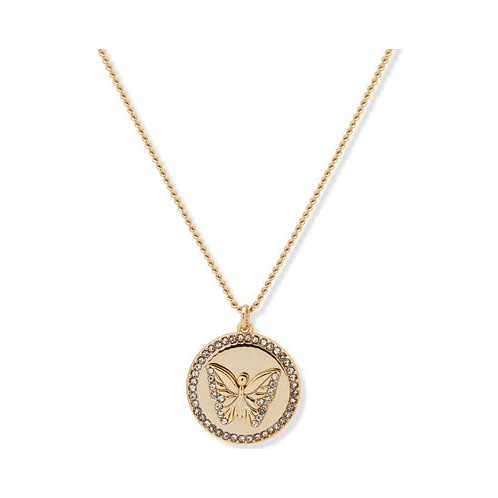DKNY Gold-Tone Pave Butterfly Pendant Necklace 16 + 3 extender