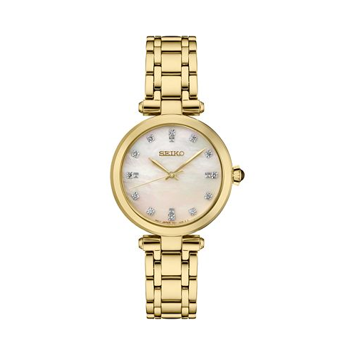 Seiko Womens Diamond (1/8 ct. t.w.) Gold-Tone Stainless Steel Bracelet Watch 30mm