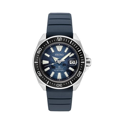Seiko Mens Automatic Prospex Diver Dark Blue Silicone Strap Watch 45mm