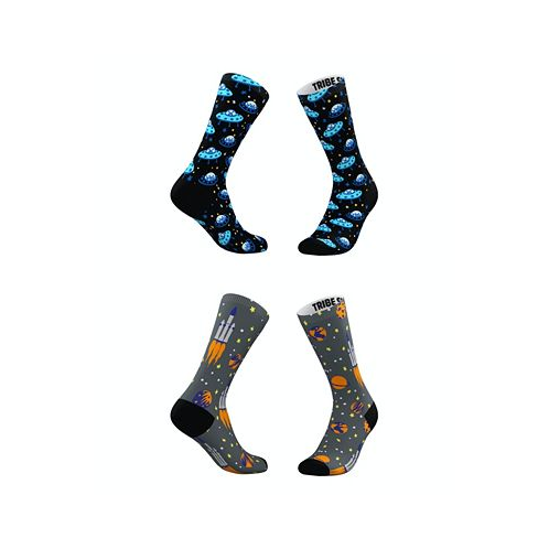 Tribe Socks Mens and Womens Blue Blastoff Socks Set of 2