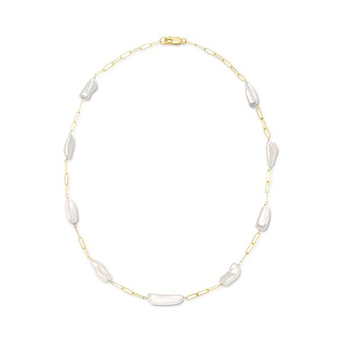 Macys Cultured Freshwater Baroque Pearl (8 x 22mm) 24 Paperclip Necklace in 14k Gold-Plated Sterling Silver