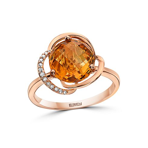 EFFY Collection EFFY Citrine (3-1/6 ct. t.w.) & Diamond (1/20 ct. t.w.) Statement Ring in 14k Rose Gold