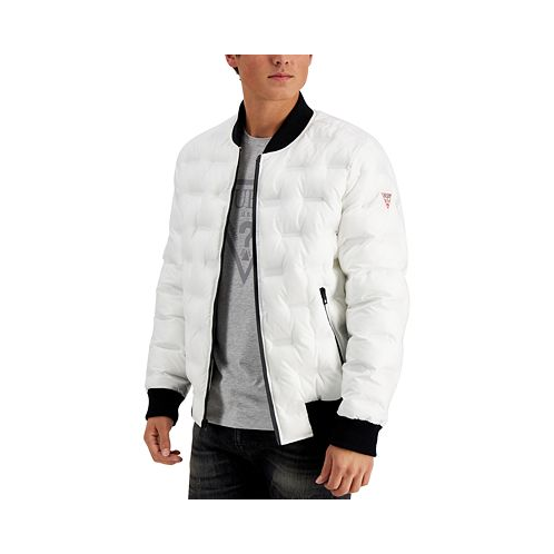GUESS Mens Stamp Quilt Puffer Bomber Jacket
