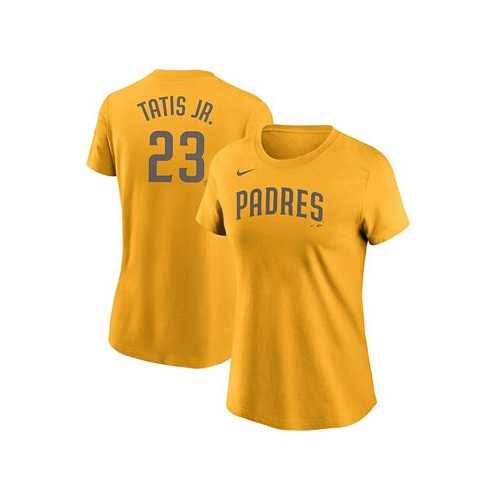 Nike Womens Fernando Tats Jr. Gold-Tone San Diego Padres Name Number T-shirt