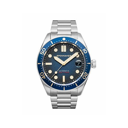 Spinnaker Mens Croft Mid-Size Automatic Regiment Blue with Silver-Tone Solid Stainless Steel Bracelet Watch 40mm