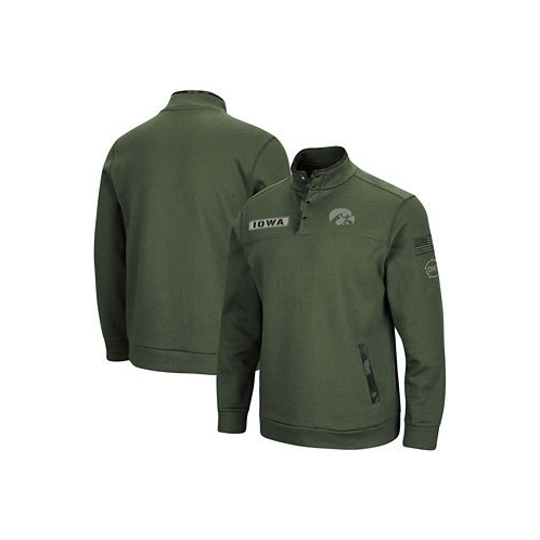 Colosseum Mens Olive Iowa Hawkeyes OHT Military-Inspired Appreciation Digit Quarter-Snap Jacket
