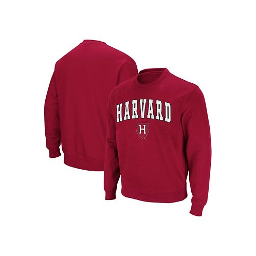 Colosseum Mens Harvard Crimson Team Arch & Logo Tackle Twill Pullover Sweatshirt