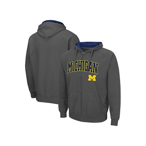 Colosseum Mens Charcoal Michigan Wolverines Arch Logo 3.0 Full-Zip Hoodie