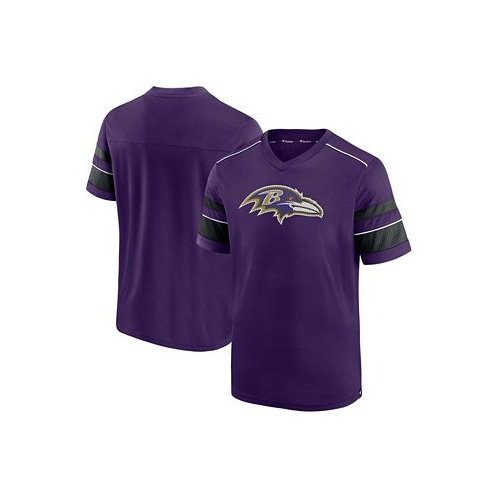Fanatics Mens Purple Baltimore Ravens Textured Hashmark V-Neck T-shirt