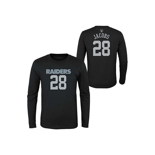 Outerstuff Big Boys Josh Jacobs Black Las Vegas Raiders Mainliner Player Name and Number Long Sleeve T-shirt