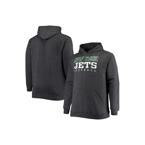 Fanatics Mens Big and Tall Heathered Charcoal New York Jets Practice Pullover Hoodie