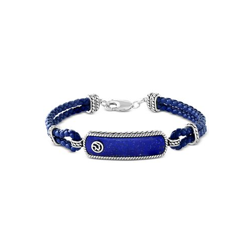 EFFY Collection EFFY Mens Lapis Lazuli Leather Cord Bracelet in Sterling Silver