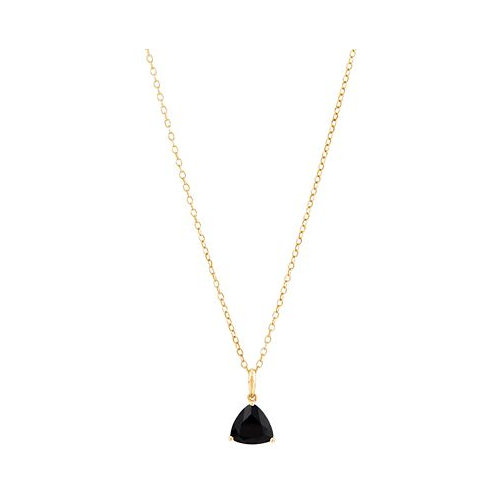 Macys Onyx Trillion-Cut 18 Pendant Necklace in 14k Gold
