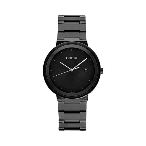 Seiko Mens Essentials Black Ion Finish Stainless Steel Bracelet Watch 41mm